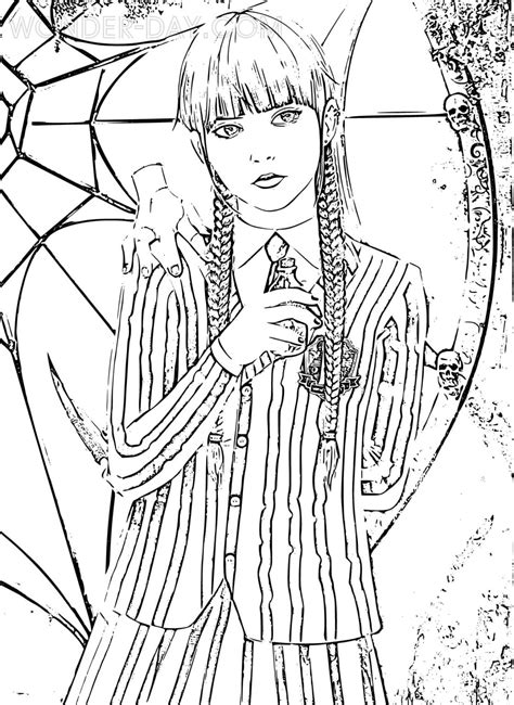 ausmalbilder wednesday addams|Wednesday Addams Coloring Pages 